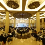 Salón da gala do ForoTelecos Galicia nunha edición anterior
